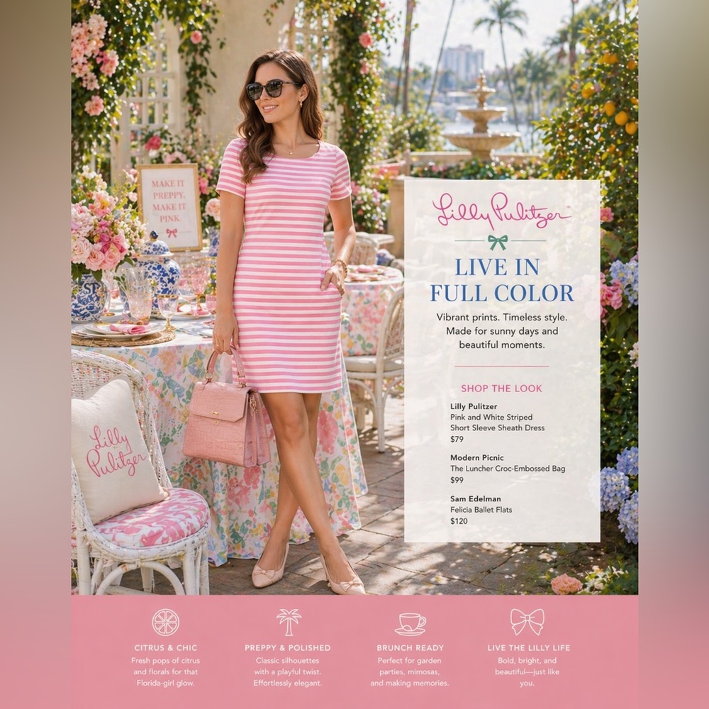Lilly Pulitzer Pink and White Striped Short Sleeve Sheath Dress